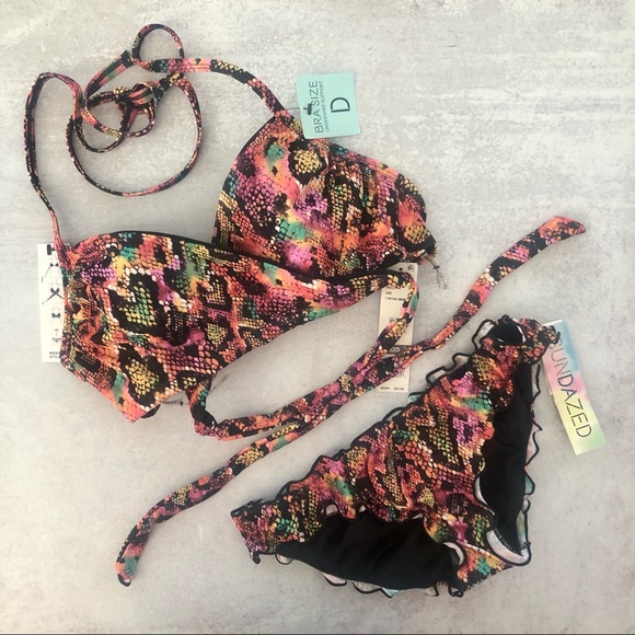 Sundazed Python Snake Print 2 pc Bikini - 32D Simone Top & XS Mermaid Bottom NWT - Picture 5 of 9